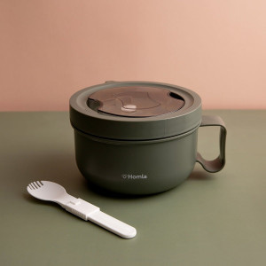 Lunchbox POPPIE z rączką okrągły khaki 850 ml
