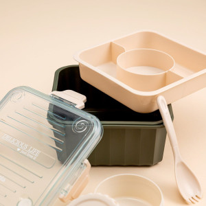 Lunchbox POPPIE z łyżeczką khaki 2,15 l