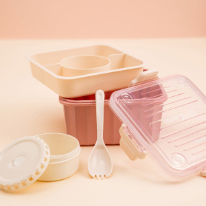 Lunchbox POPPIE z łyżeczką różowy 2,15 l