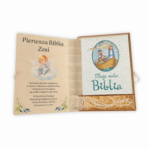 Biblia na chrzest - drewniane pudełko z grawerem | Szybka wysyłka