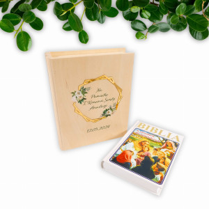 Biblia na komunię personalizowana w pudełku | Pamiątka na komunie od chrzestnego
