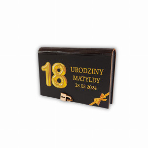 Czarno złote Pudełko na pieniądze prezent na 18 urodziny