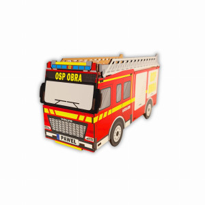 Wóz strażacki na butelkę z kieliszkami Prezent dla strażaka