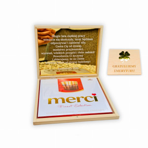 Pudełko z życzeniami na merci - prezent z okazji przejścia na emeryturę