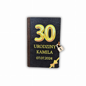 Czarno złote Pudełko na pieniądze prezent na 30 40 50 urodziny