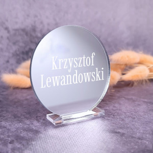 Srebrne lustrzane Winietki na Ślub z podstawką okrągłe kółko