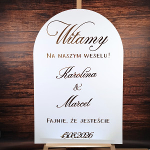 Duża tablica powitalna łuk na ślub, wesele | lustrzane złote napisy
