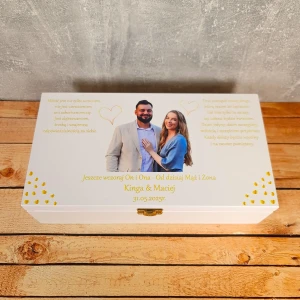 Personalizowane drewniane pudełko ze zdjęciem | pudełko na prezent na ślub
