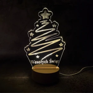 Świąteczna lampka LED z grawerem – dekoracja bożonarodzeniowa
