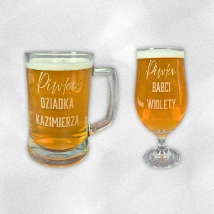 Zestaw kufli do piwa dla Babci i Dziadka z personalizowanym grawerem