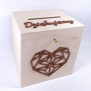 Pudełko na koperty na ślub personalizowane - serce geometryczne, rustykalne
