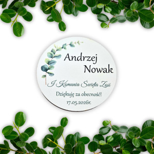 Personalizowane podziękowanie na Komunię dla gości - Magnes HDF