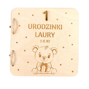 Drewniana Kartka na Roczek z życzeniami