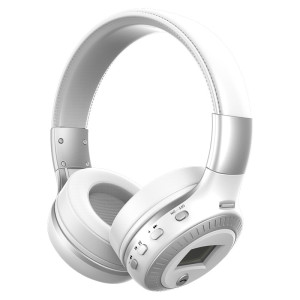 LCD Display Hi Fi On Ear Headphones with Microphone White China