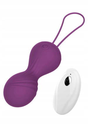 Kulki-Vibrating Silicone Kegel Balls USB 10 Function / Remote control -Purp