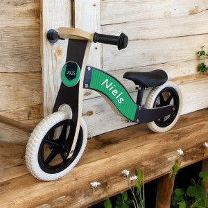 Loopfiets met naam groentje | houten loopfiets blck | loopfiets 2 jaar