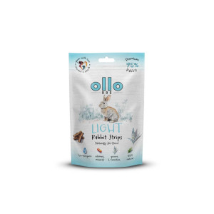 Niskokaloryczne przysmaki dla psa z królika Ollo Air-Dried Light Rabbit Strips hipoalergiczne