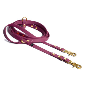 Smycz przepinana multifunkcyjna BioThane® wodoodporna BURA Bordo