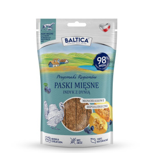 Mięsne paski Indyk z dynią BALTICA przysmaki dla psa 90g