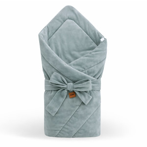 Rożek niemowlęcy Premium - becik, otulacz Velvet BABY BLUE szałwia