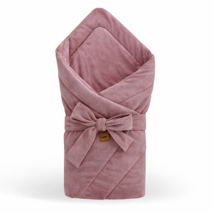 Rożek niemowlęcy Premium - becik, otulacz Velvet RETRO róż