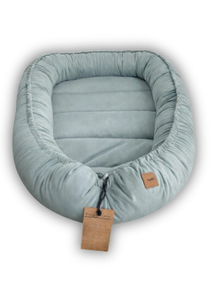 Kokon niemowlęcy kojec otulacz Premium BABY BLUE szałwia