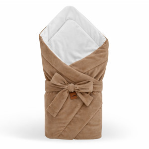 Rożek niemowlęcy Premium - becik, otulacz Velvet i bawełna BROWN toffi