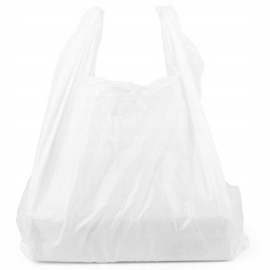 Torby foliowe HDPE z uchem 30x55 cm 14µ białe - 100 sztuk