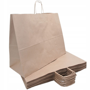 Wysyłka 24H - TORBA TOREBKA PAPIEROWA SZARA KLOCKOWA BARDZO DUŻA MOCNA 50x18x35 cm 25 szt