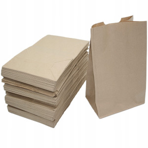 Wysyłka 24H - Torba torebka papierowa eko szara klockowa 18×12×29 cm bez ucha 525 sztuk