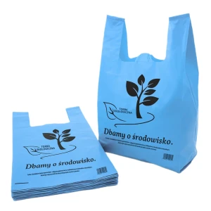 Torby foliowe LDPE z uchem 30×55 cm 45µ niebieskie - 50 sztuk