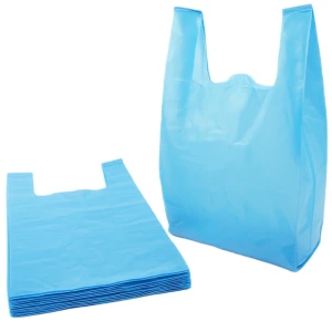 Torby foliowe HDPE z uchem 25x45 cm 14µ niebieskie - 100 sztuk