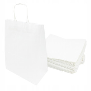 Torby papierowe białe 32×16×38 cm z uchem skręcanym – 50 sztuk
