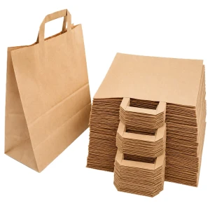 Torby papierowe klockowe 26x14x32 cm z uchem 250 szt.