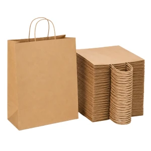 Torby papierowe brązowe 32×16×38 cm z uchem skręcanym – 200 sztuk