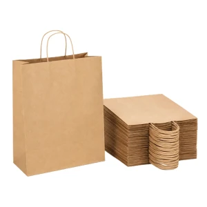 Torby papierowe brązowe 32×16×38 cm z uchem skręcanym – 100 sztuk