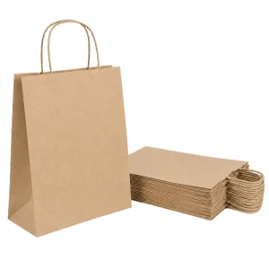 Torby papierowe brązowe 24×11×32 cm z uchem skręcanym – 50 sztuk