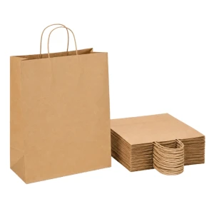 Torby papierowe brązowe 32×16×38 cm z uchem skręcanym – 50 sztuk