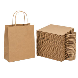 Torebki papierowe szare z uchem 18x8x21 cm 500 szt