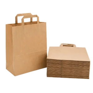 Torby papierowe brązowe 29×17×33 cm z uchem płaskim – 100 sztuk