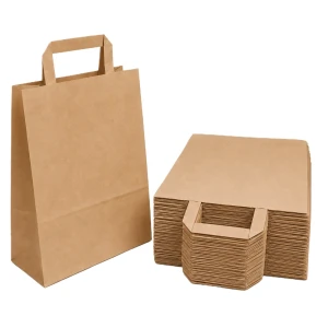 Torby papierowe klockowe szare 18×8,5×23 cm z uchem płaskim – 25 sztuk