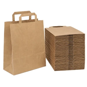 Wysyłka 24H - Torby papierowe klockowe szare 22×11×28 cm z uchem płaskim – 250 sztuk