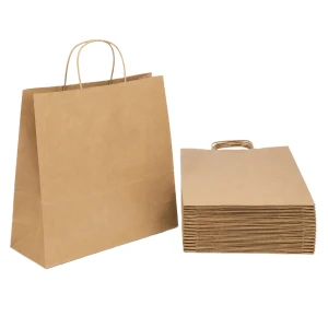 Duże torby papierowe szare 50×18×39 cm z uchem skręcanym – 25 sztuk