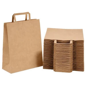 Wysyłka 24H - Torby papierowe brązowe 32×16×42 cm z uchem płaskim – 250 sztuk