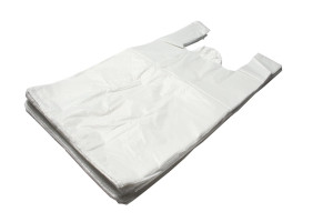 Torby foliowe HDPE z uchem 30x55 cm 14µ białe - 100 sztuk