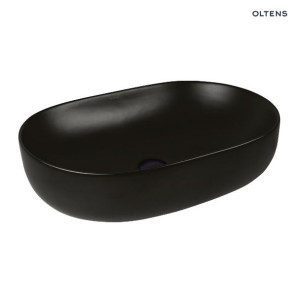 OLTENS HAMNES THIN umywalka nablatowa owalna, 60,5x41,5cm, czarny mat