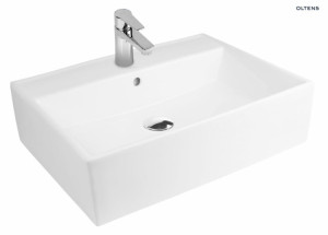 OLTENS HYLS umywalka nablatowa prostokątna z powłoką Smart Clean, 58,5x44cm, biała