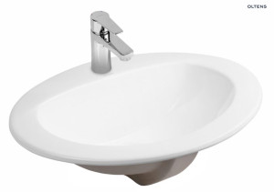 OLTENS KJOS umywalka wpuszczana w blat owalna, z powłoką Smart Clean, 52x46cm, biała