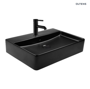 OLTENS DUVE umywalka nablatowa z powłoką Smart Clean 59x43,5cm, czarny mat