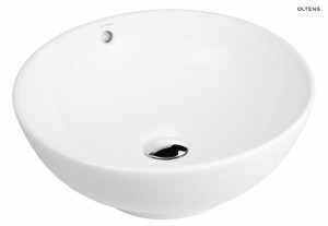 OLTENS FANA umywalka nablatowa okrągła z powłoką Smart Clean, 42cm, biała